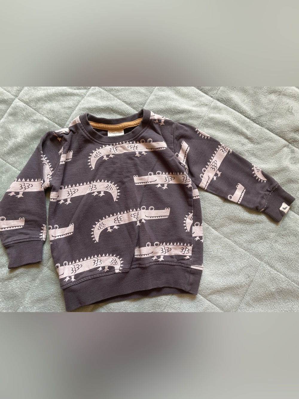 Turtledove London Charcoal Sweatshirt with Crocodile Print